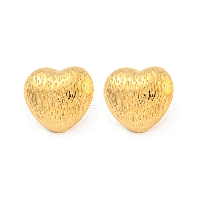 Heart 304 Stainless Steel Ear Studs EJEW-L290-029G-1