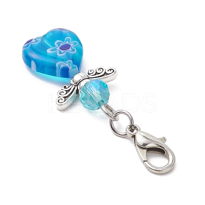 Electroplate Glass & Handmade Millefiori Lampwork Pendants Decorations HJEW-JM03600-01-1