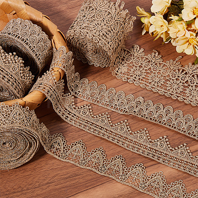 5 Yards Polyester Embroidery Lace Trim Ribbon OCOR-CY0001-23B-1