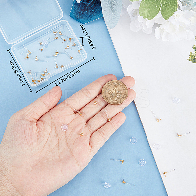 40Pcs Transparent Painless Prevent Allergy Resin Ball Stud Earring Findings KY-BBC0001-01-1