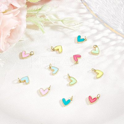 12Pcs 6 Colors Rack Plating Brass Enamel Charms KK-FH0004-36-1