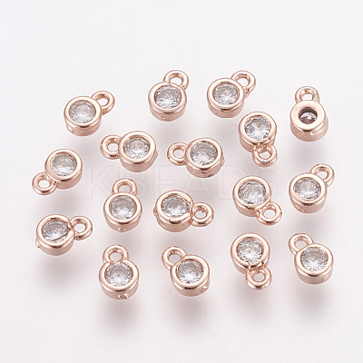 Brass Clear Cubic Zirconia Charms X-ZIRC-P068-01RG-1