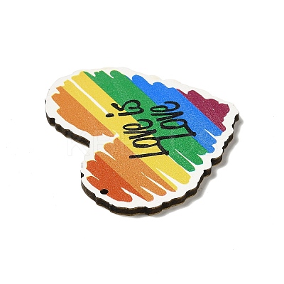 Rainbow/Pride Flag Theme Single Printed Aspen Wood Pendants WOOD-G014-21-1