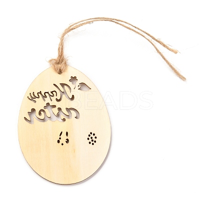 DIY Egg Shape Handmade Hollow Out Graffiti Wood WOOD-G007-01A-1