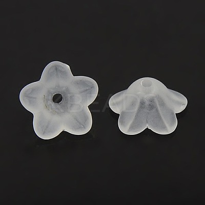 Chunky White Transparent Frosted Flower Acrylic Beads X-PL560-1