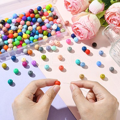 200Pcs Round Food Grade Eco-Friendly Silicone Beads SIL-CJ0001-90-1