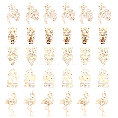 30Pcs 5 Style Brass Pendants KKC-CA0001-10-1