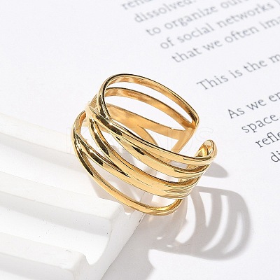 304 Stainless Steel Multilayer Open Cuff Rings RJEW-Z077-01G-04-1
