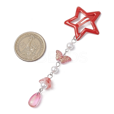 5Pcs Glass Beads and Alloy Star Snap Hair Clips PHAR-JH00124-1