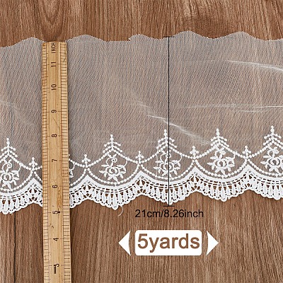 5 Yards Milk Fiber Gauze Embroidery Lace Ribbon Trims Fabric DIY-DR0001-57-1