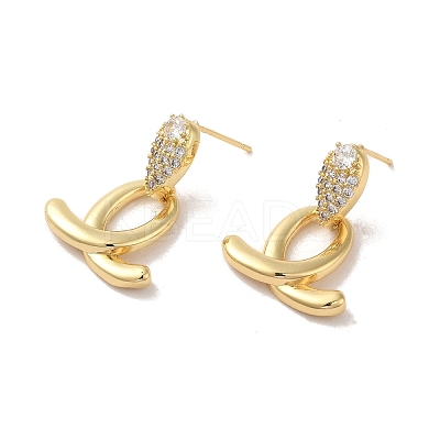 Brass Micro Pave Cubic Zirconia Earrings for Women EJEW-E301-06G-1