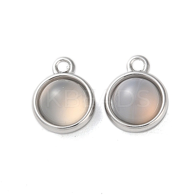 Natural Grey Agate Half Round Charms STAS-L022-397D-P-1