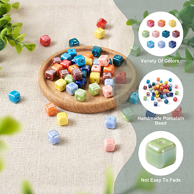 50Pcs 10 Style Handmade Porcelain Bead Strand PORC-FW0001-03-1