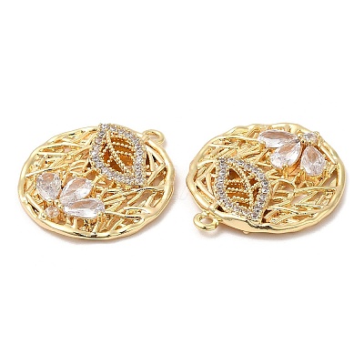 Brass Micro Pave Cubic Zirconia Pendants KK-C028-39G-1