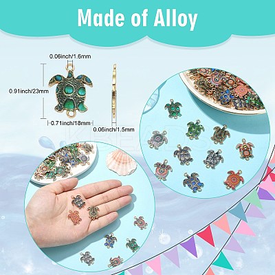 60Pcs 10 Colors Printed Alloy Connector Charms ENAM-CJ0005-63-1