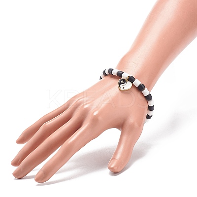 3Pcs 3 Style Handmade Polymer Clay Beaded Stretch Bracelets Set BJEW-JB08853-1