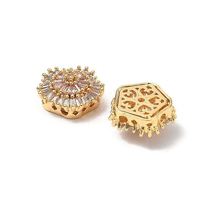 Brass Micro Pave Cubic Zirconia Beads KK-A259-11G-02-1