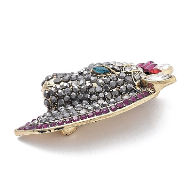 Horse's Head Alloy Rhinestone Brooches LS-JEWB-E041-18AB-01-1