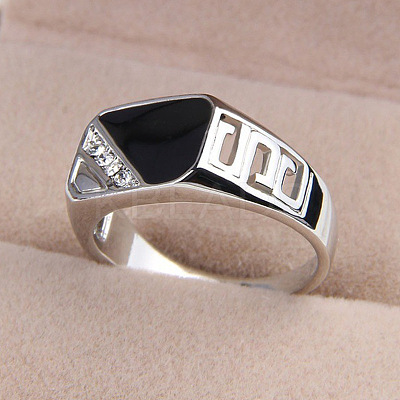 Alloy Micro Pave Cubic Zirconia Finger Rings for Men FS-WGE231C-02-1