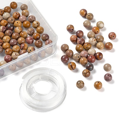 100Pcs 8mm Natural Mookaite Round Beads DIY-LS0002-57-1