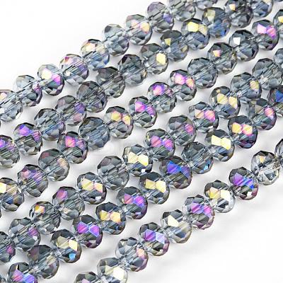 Electroplate Transparent Glass Beads Strands EGLA-A034-T6mm-G05-1