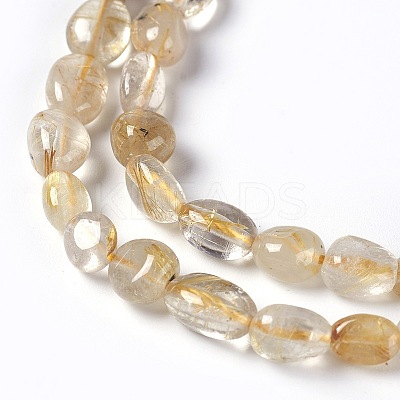 Natural Gold Rutilated Quartz Beads Strands G-L493-15-1