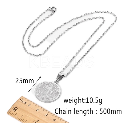 Stainless Steel Saint Benedict Cross Medal Pendant Cable Chain Necklaces LS-PW-WGC31BA-01-1