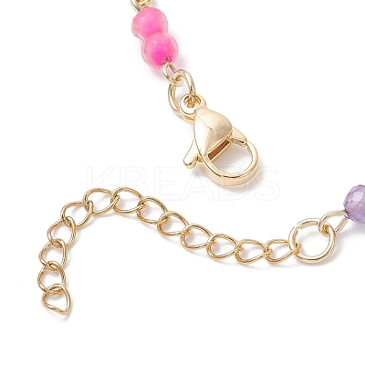 Natural Mixed Gemstone Beaded Link Chain Bracelets BJEW-JB12629-1