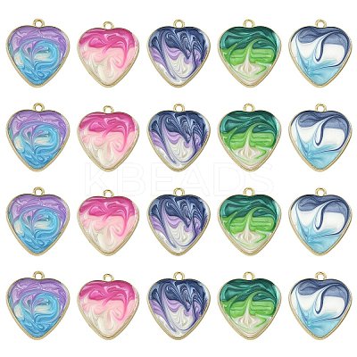 20Pcs 5 Colors Rack Plating Alloy Enamel Pendants ENAM-CJ0006-63-1