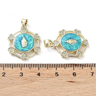 Rack Plating Brass Micro Pave Clear Cubic Zirconia Pendants KK-C041-06D-G-1