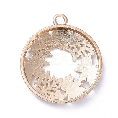 Autumn Theme Zinc Alloy Open Back Bezel Pendants PALLOY-E577-24KCG-1