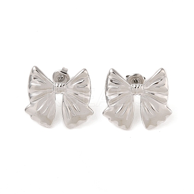 Non-Tarnish Bowknot 304 Stainless Steel Stud Earrings for Women EJEW-L272-026P-01-1