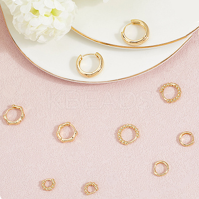 5 Pairs 5 Style Rack Plating Round Brass Hoop Earrings for Women EJEW-BBC0001-98-1