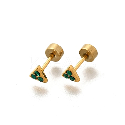 Ion Plating(IP) 304 Stainless Steel Triangle Stud Earrings EJEW-A118-11G-02-1