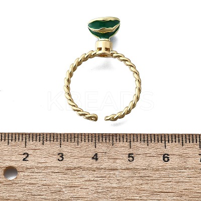 Brass Enamel Open Cuff Rings for Women RJEW-F179-08G-04-1