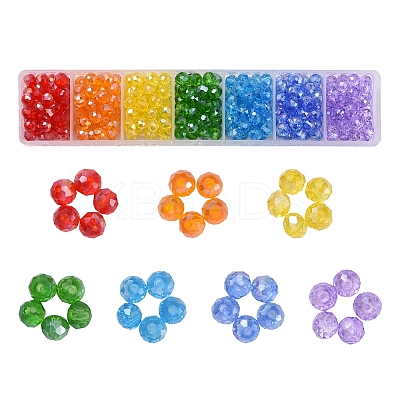 350Pcs 7 Style Baking Paint & Electroplate Glass Beads EGLA-YW0001-18-1