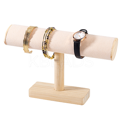 Wood & Velvet T Bar Bracelet Display Stands ODIS-WH0061-40B-1