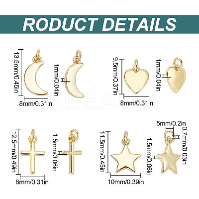 16Pcs 4 Style Brass Pendants Sets KK-BC0011-25-1