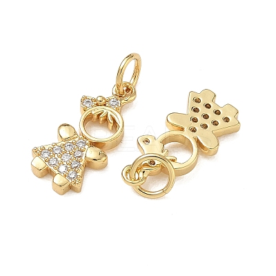 Brass Micro Pave Clear Cubic Zirconia Pendants CU-CBA9AFC-01G-32-1