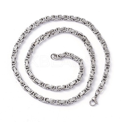 Non-Tarnish 201 Stainless Steel Byzantine Chain Necklaces LS-NJEW-I248-03A-P-1