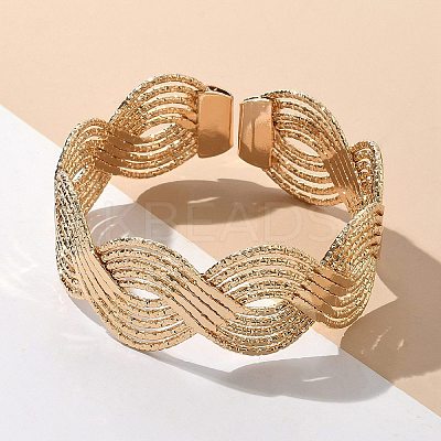 Electrophoresis Iron Cuff Bangles for Women BJEW-M057-02G-1