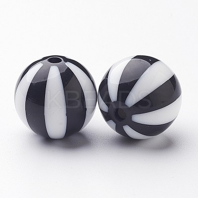 Colorful Stripe Chunky Bubblegum Acrylic Beads X-SACR-ZX010-9-1