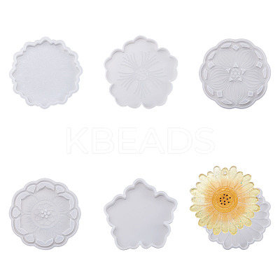 6Pcs 6 Style Silicone Flower Cup Mat Molds Sets DIY-BG0001-21-1