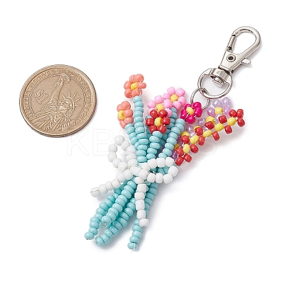 Bouquet Glass Seed Beaded Pendant Decoration HJEW-JM02561-03-1