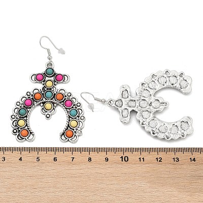 Alloy Synthetic Turquoise Dangle Earrings for Women EJEW-U053-10AS-01-1