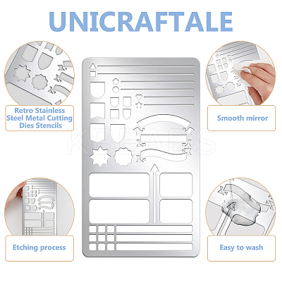 Retro Stainless Steel Metal Cutting Dies Stencils DIY-WH0242-389-1