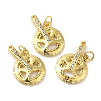 Rack Plating Brass Micro Pave Cubic Zirconia Pendants KK-C030-13G-1