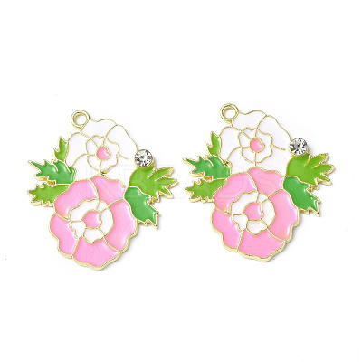 Rack Plating Alloy Enamel Pendants ENAM-M050-03LG-1