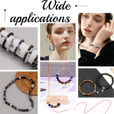 DIY Round Natural Obsidian &  Agate & Lava Rock & Tiger Eye & Synthetic Howlite Jewelry Making Findings Beads Kits DIY-SC0027-48-1