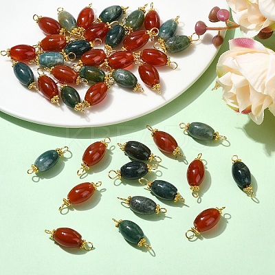 20Pcs Natural Carnelian Connector Charms PALLOY-YW00101-01-1